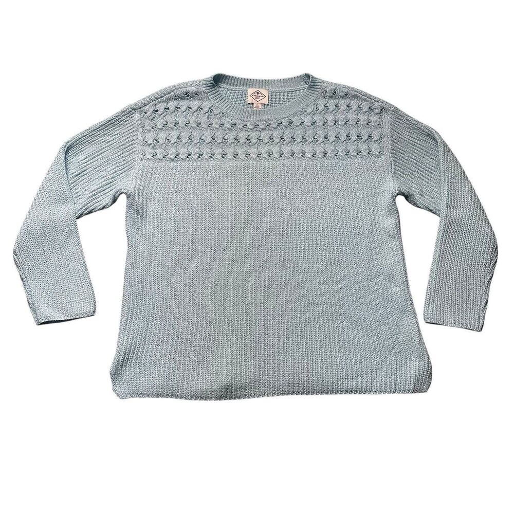 St John’s Bay Sweater Bobble Knit Crew Neck Women’s PL Blue Pullover
